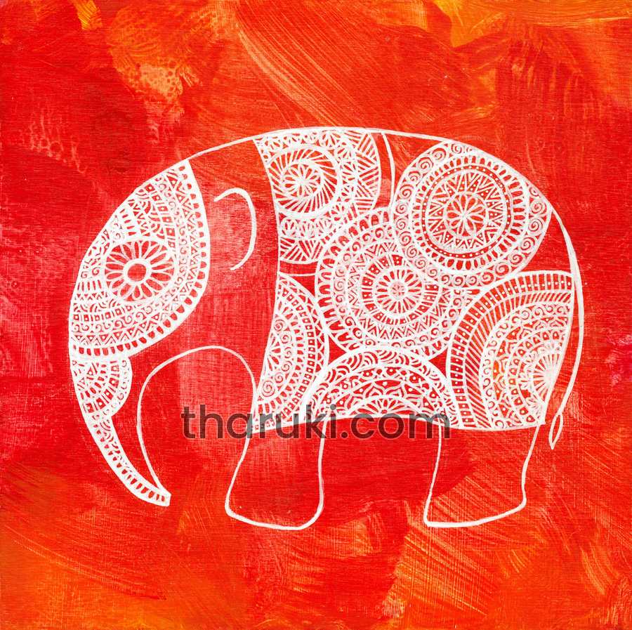 Elephant Panels III, Acrylic and ink on wood · 8 × 8 in · 2024