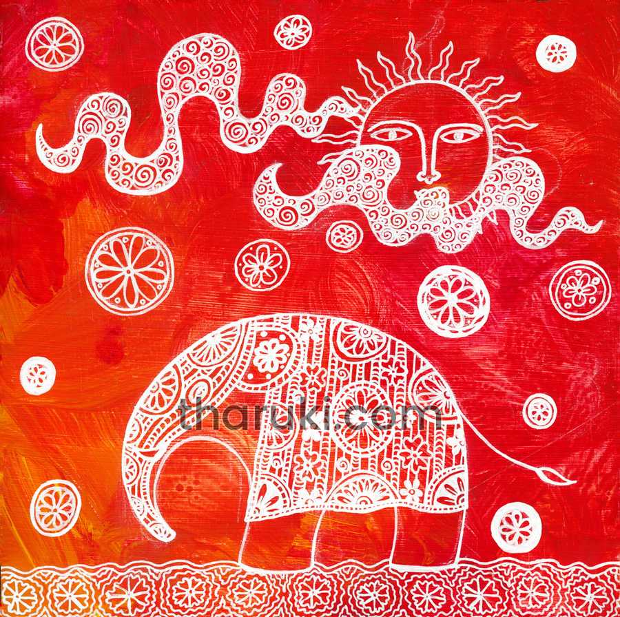 Elephant Panels IV, Acrylic and ink on wood · 8 × 8 in · 2024