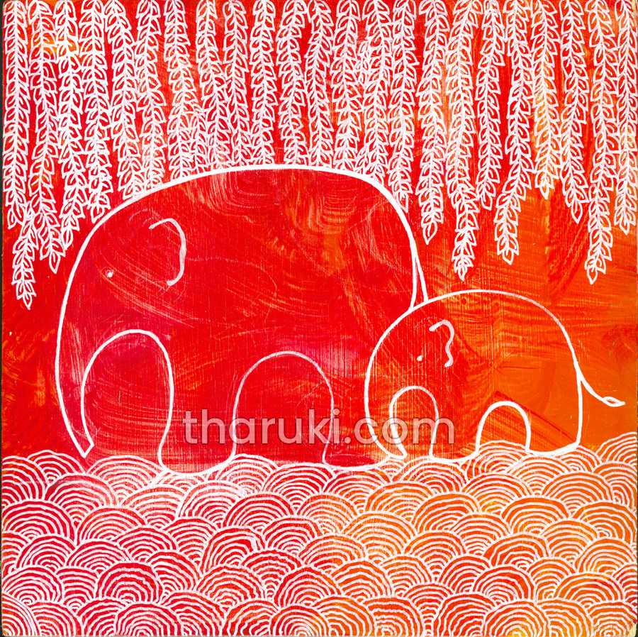 Elephant Panels V, Acrylic and ink on wood · 8 × 8 in · 2024