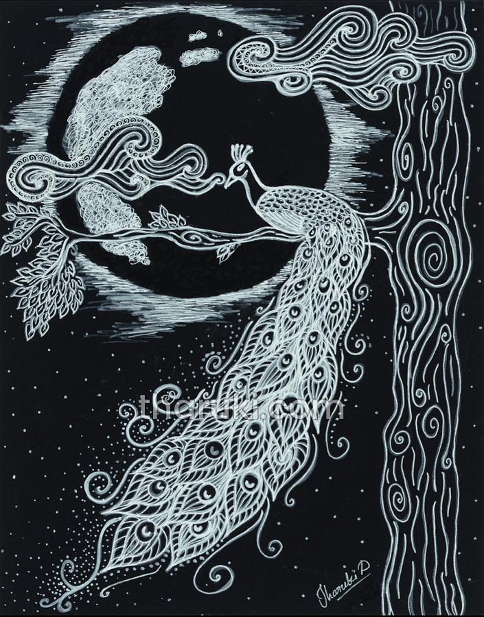 The Peacock, Ink on paper · 11 × 14 in · 2018
